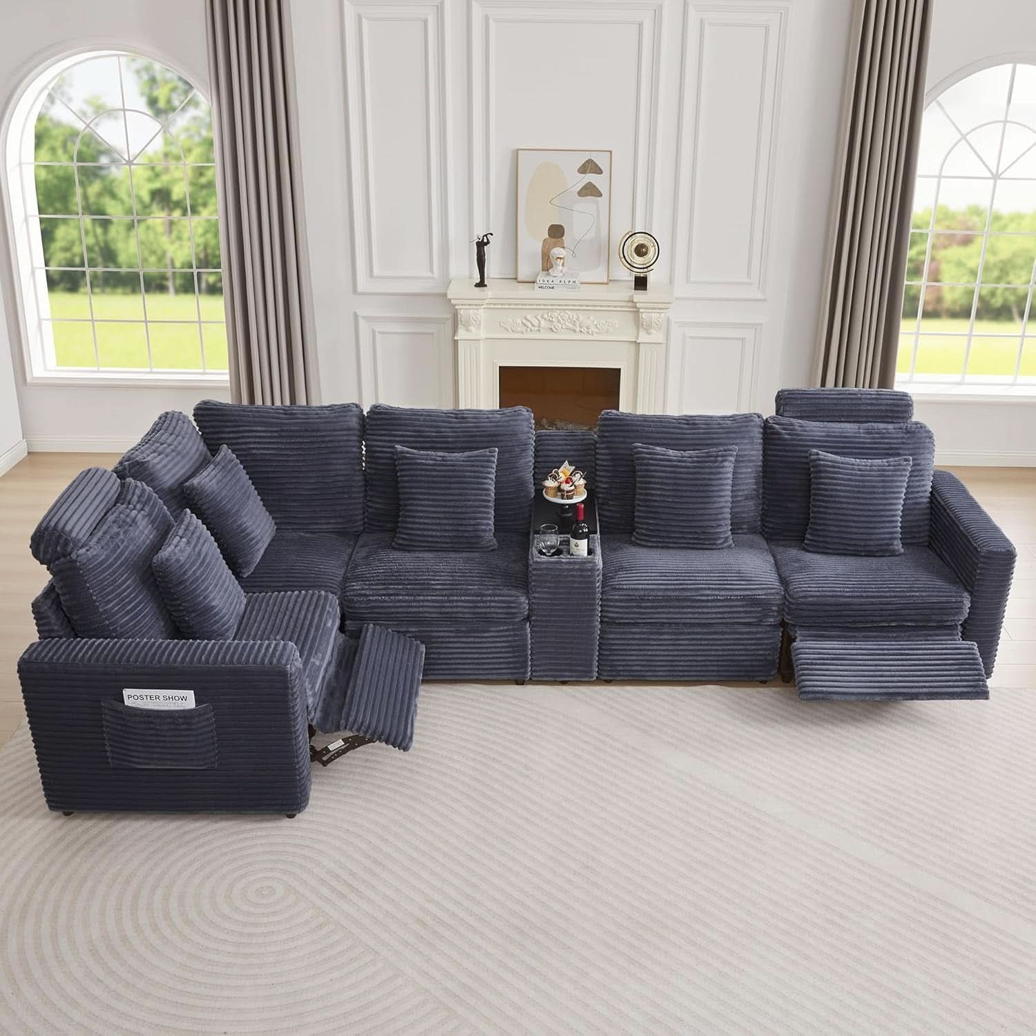 Grey Premium Power Recliner Modular Sectional Sofa-2