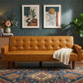Brown PU Full Grain Leather SpaceSaving Three Seater Sofa-0