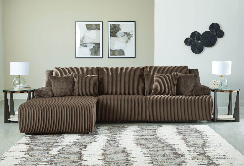 Top Tier - 3-Piece Sectional Reclining Sofa With Left-Arm Facing Press Back Chaise - Chocolate-2