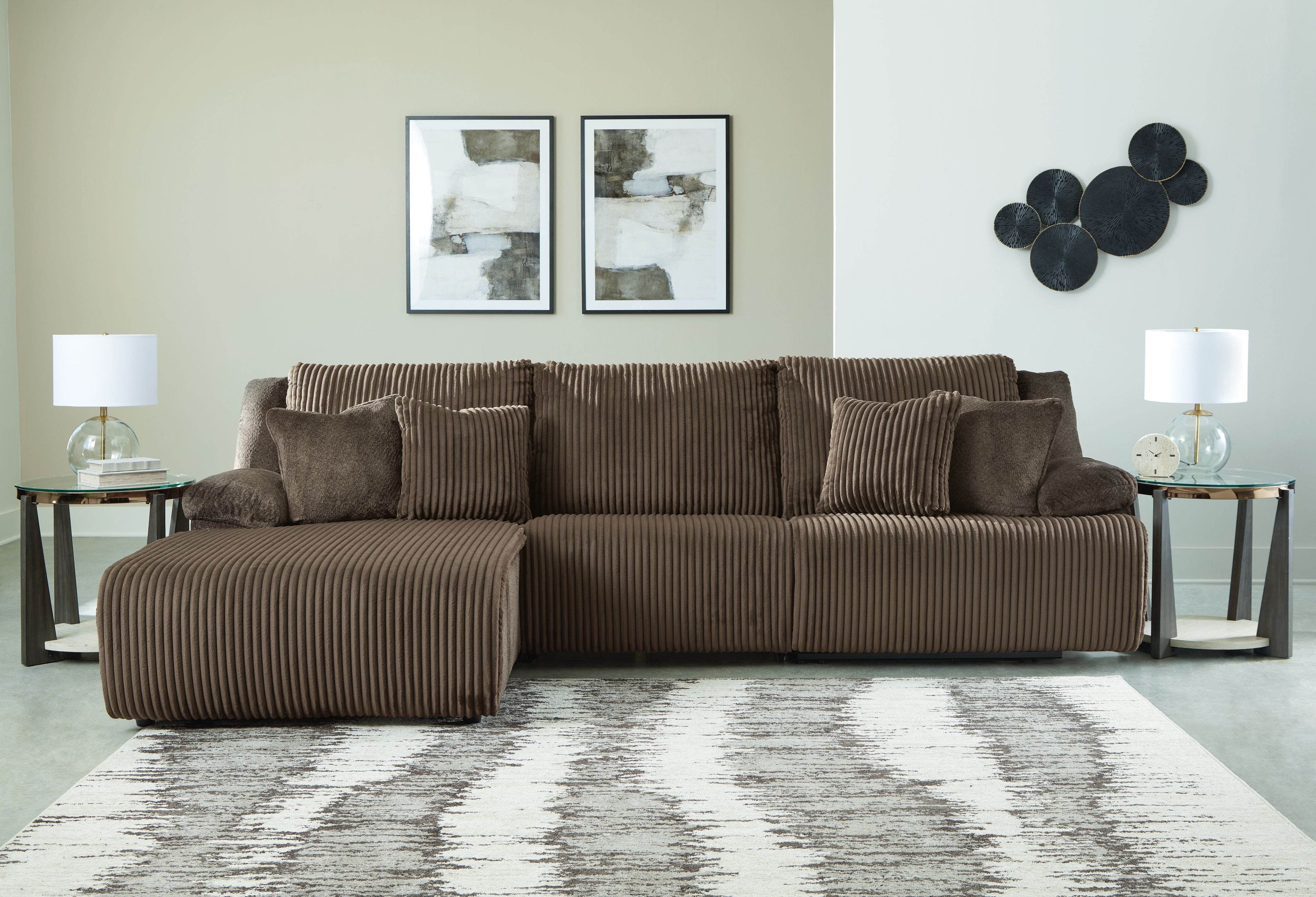 Top Tier - 3-Piece Sectional Reclining Sofa With Left-Arm Facing Press Back Chaise - Chocolate-2