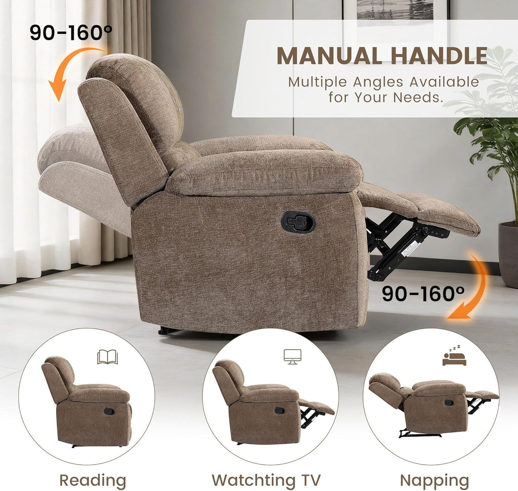 Khaki Ultrafabric Cloudlike Recliner Sofa With Console-3