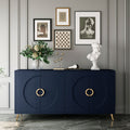 Modern Navy Blue Lacquered 4 Door Wooden Cabinet