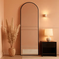 Black Full Length Floor Mirror With Stand Arched Top-0