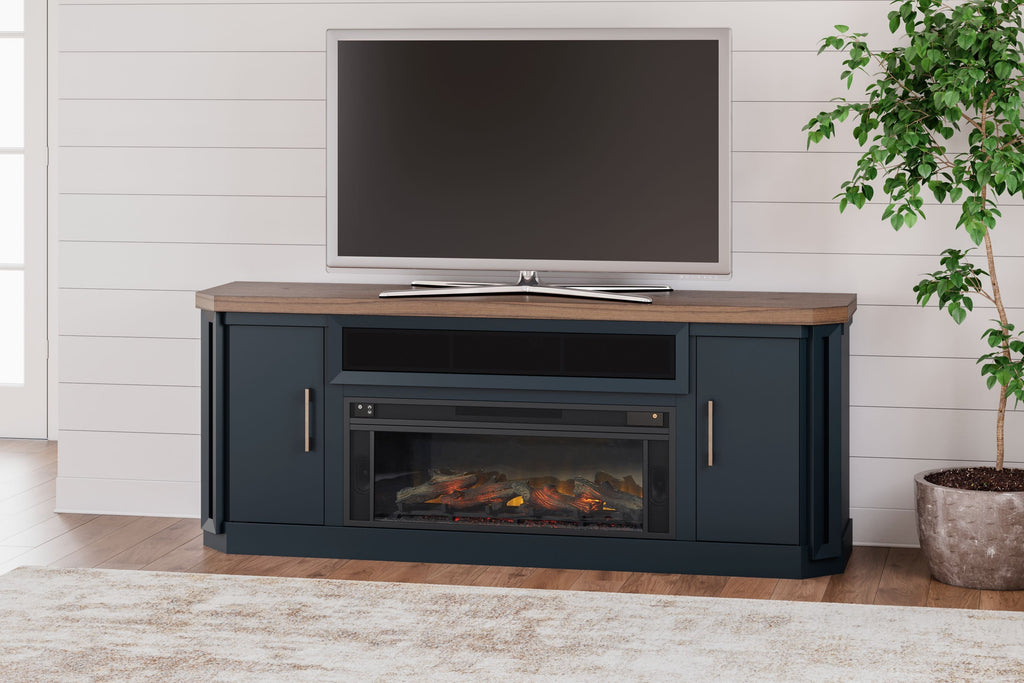 Landocken - 83" TV Stand With Electric Fireplace - Two-tone-1