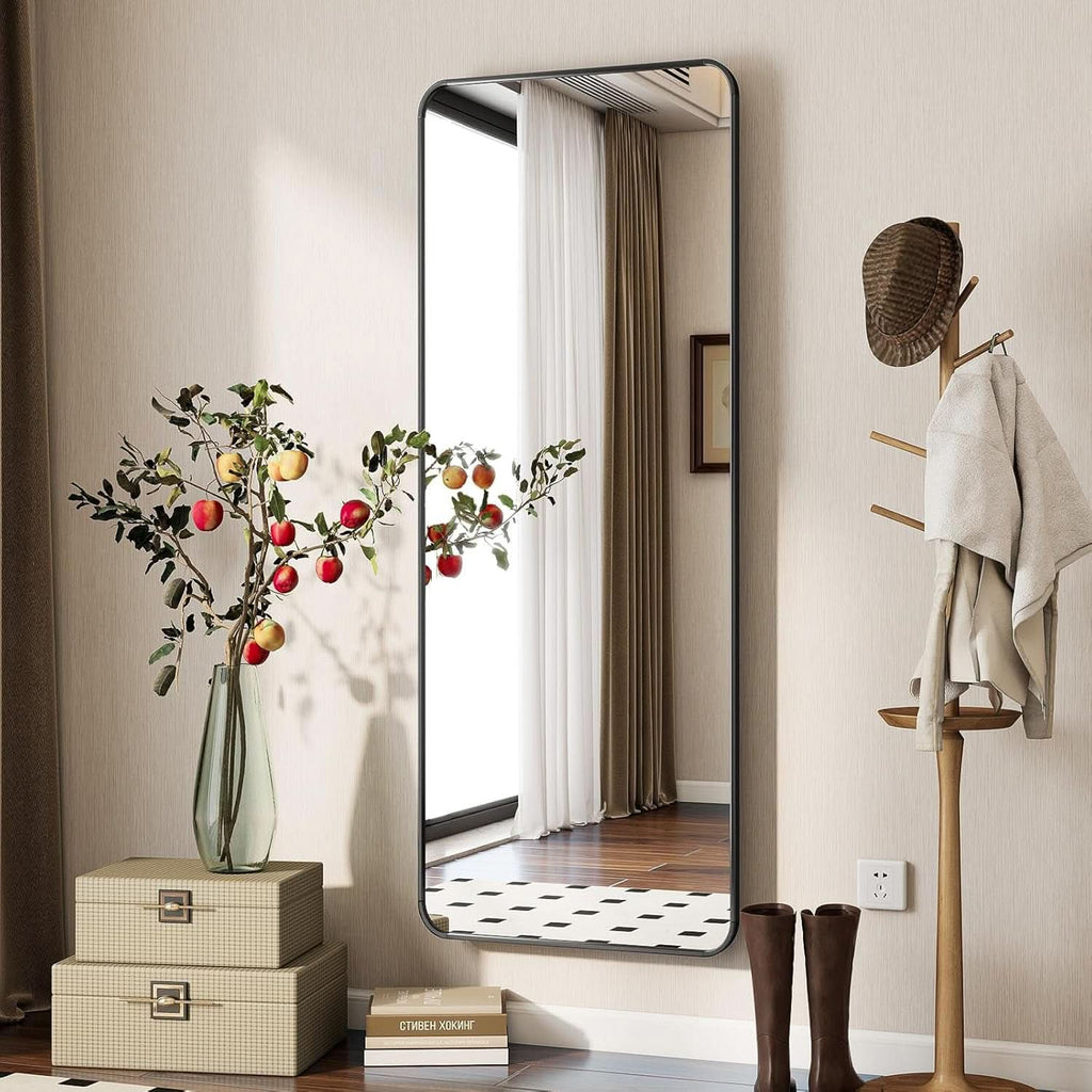 Full Length Floor Mirror 56 Inch Tall Black Freestanding-2