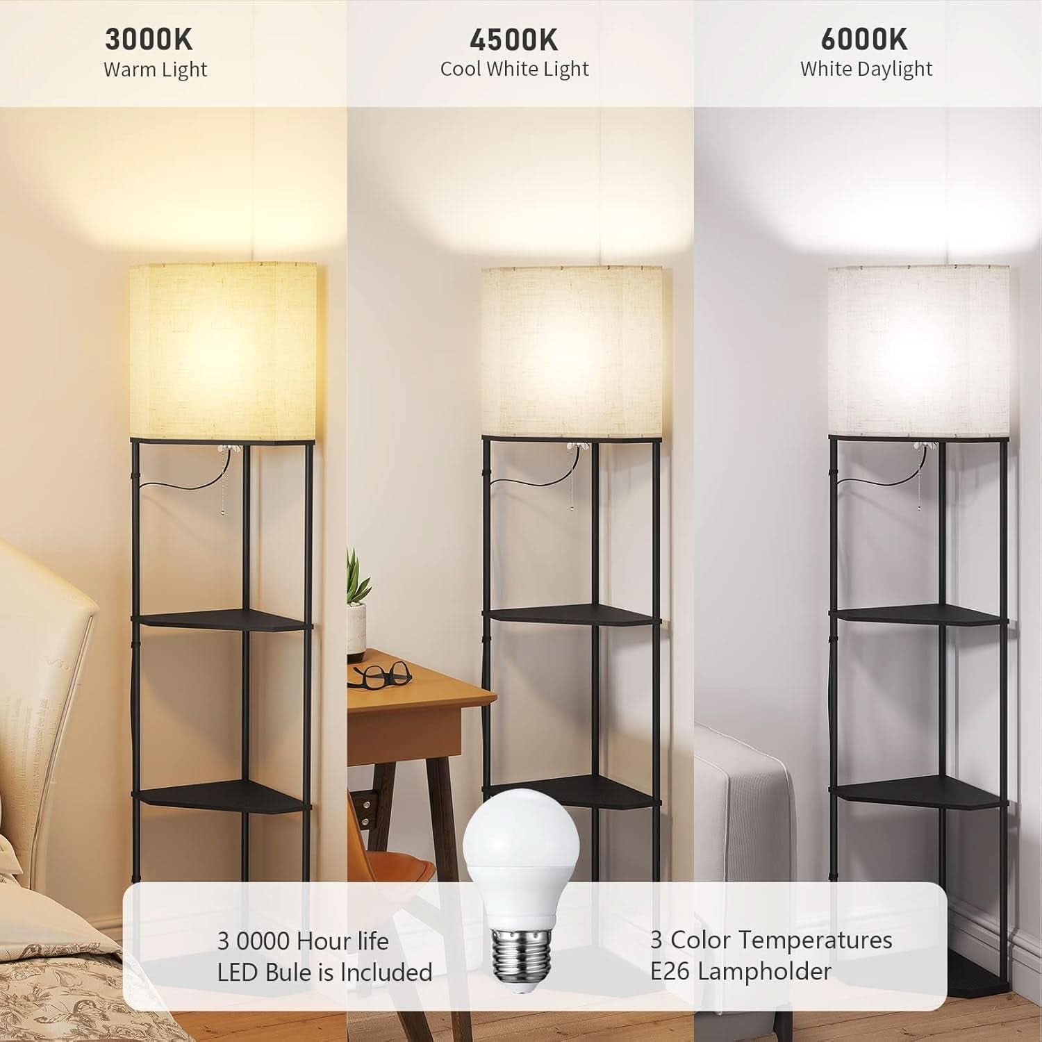 Corner Floor Lamp Three Color Temperature Lighting