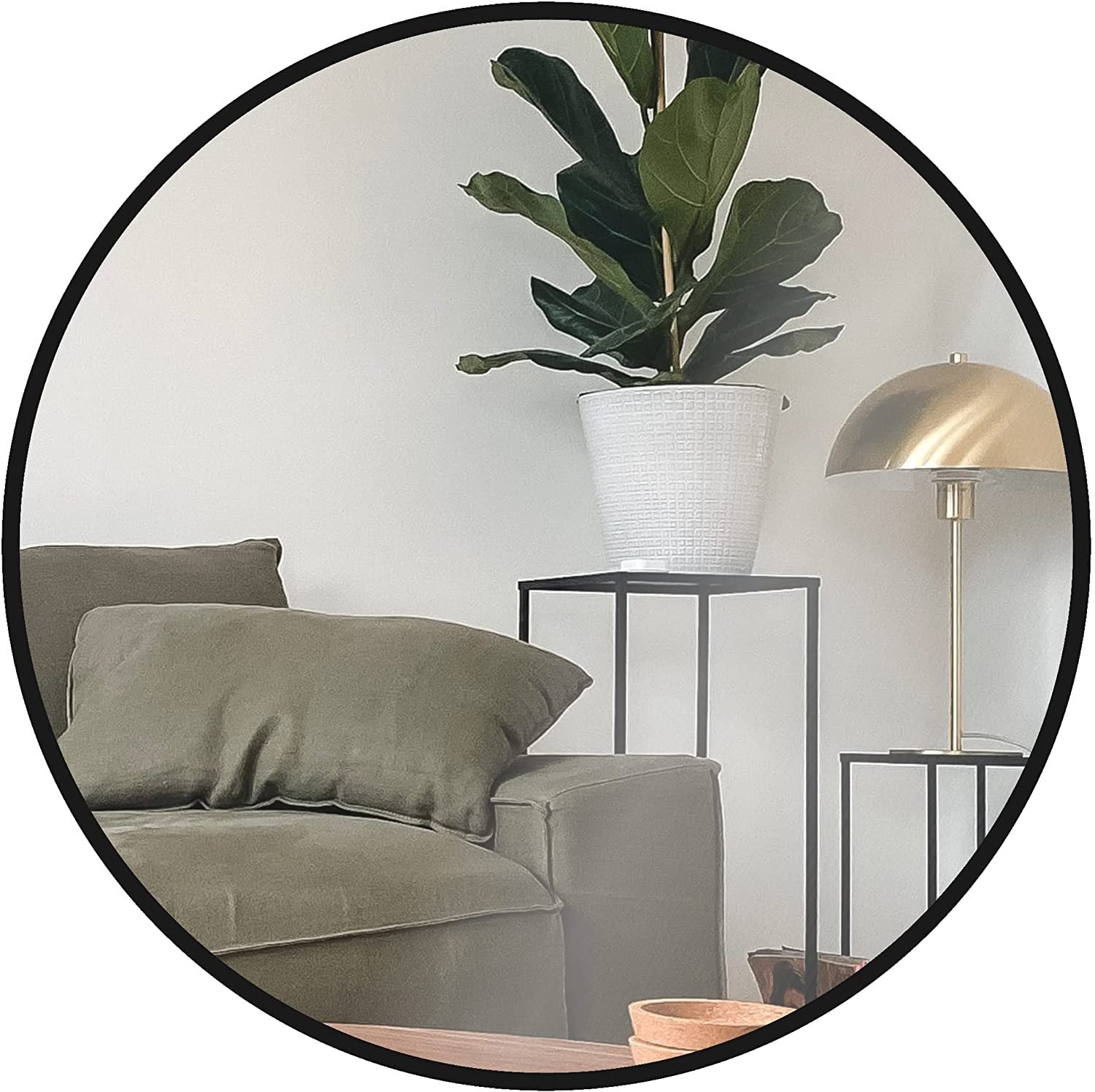 24 Inch Black Metal Framed Round Bathrrom Mirror for Wall.(W2203P182012)