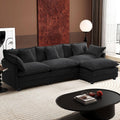 111.4-Inch L-Shaped Black High-Resilience-Deep-Seat Sectional Sofa-0