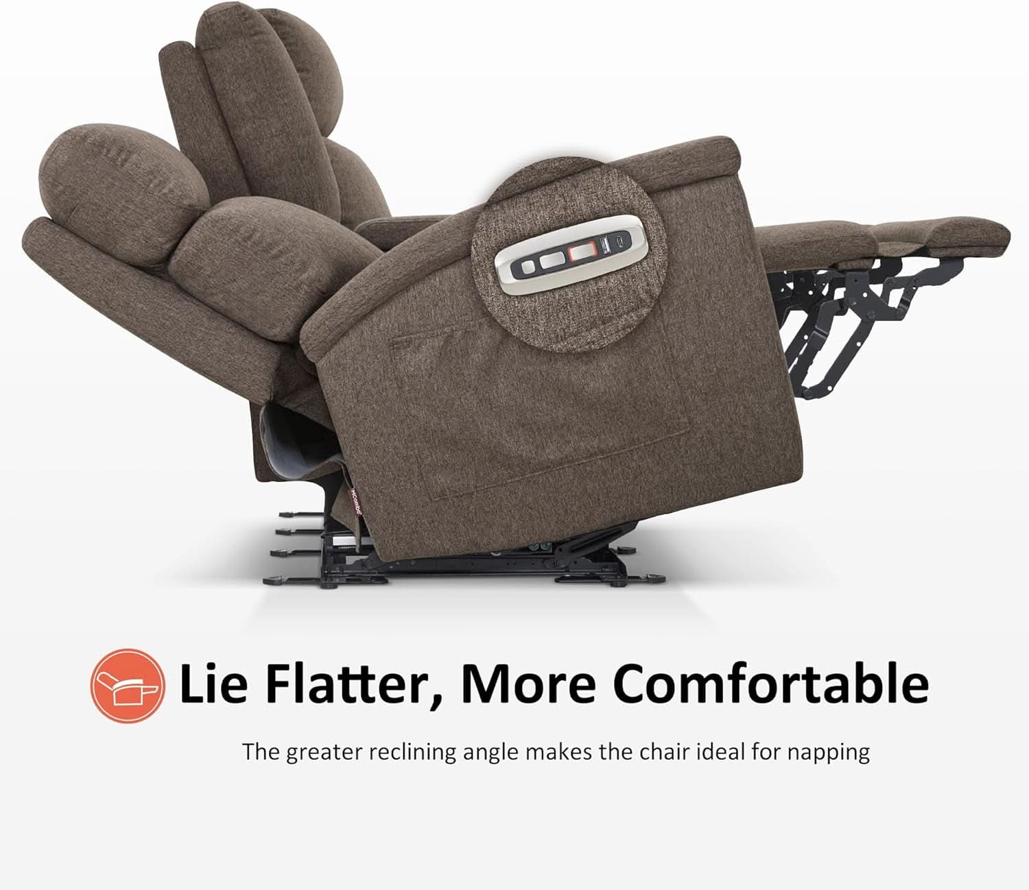 Mocha Power Recliner Loveseat With Massaging For Living Room Comfort-3