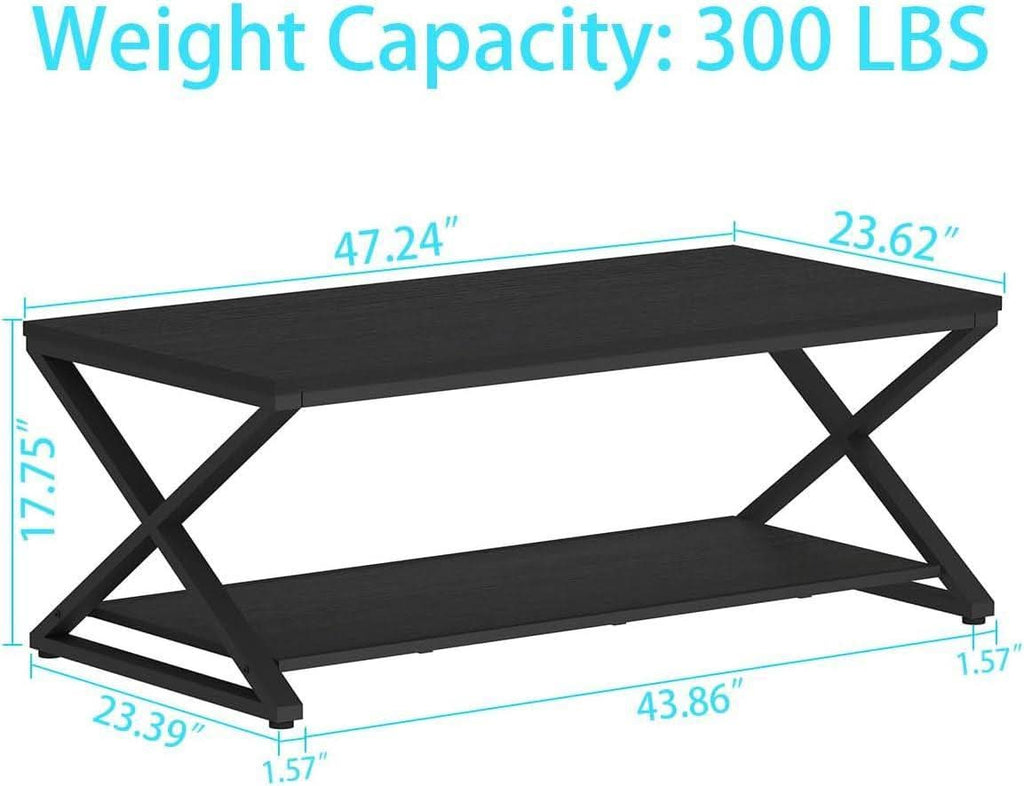 Black Oak 47 Inch Industrial Grade Storage Coffee Table