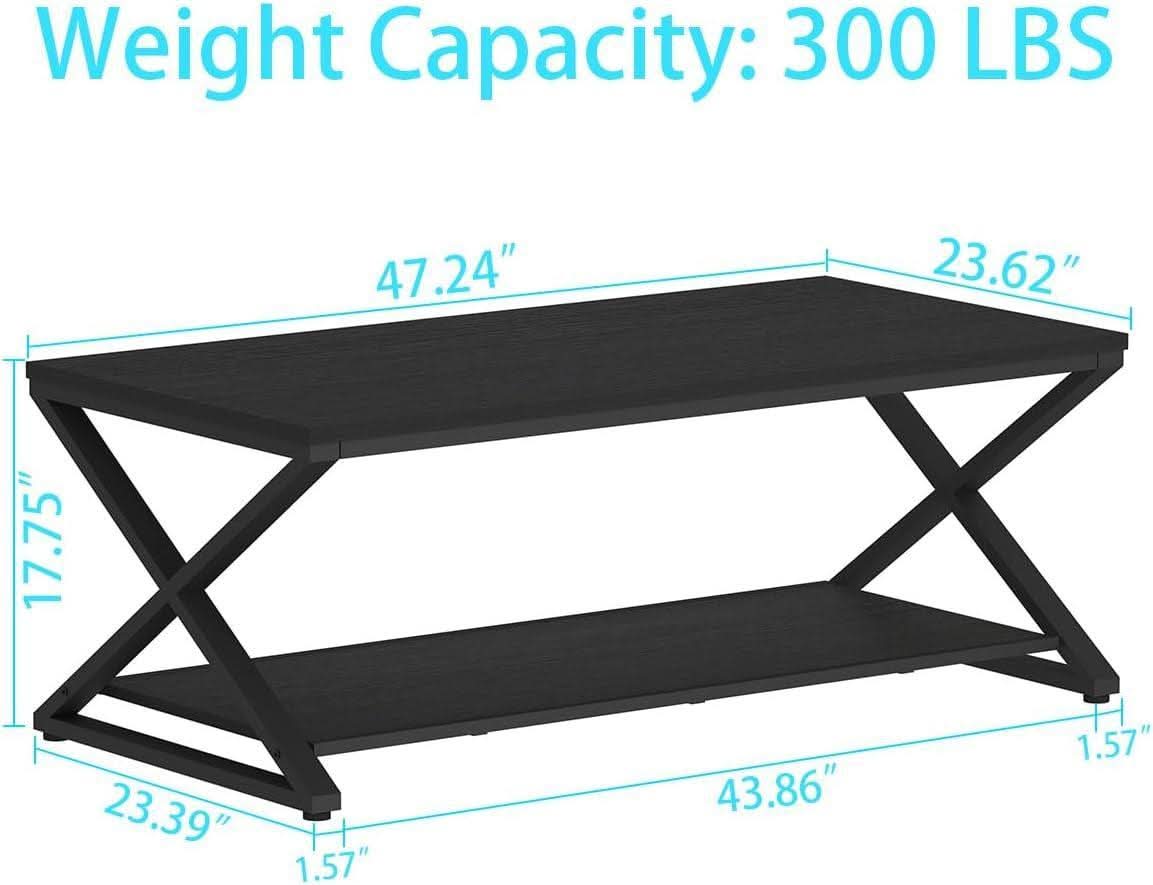 Black Oak 47 Inch Industrial Grade Storage Coffee Table