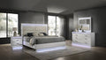 Glam Modern Style 4 Pc Queen Bedroom Set with LED Headboard Made with Wood in White(NJ INVENTORY)