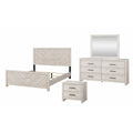DENVER Modern Twin 4-Piece Bedroom Set with Bed, Dresser, Mirror and Nightstand, Natural Finish, Contemporary Storage Furniture Set