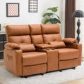 Power Recliner Loveseat With Console Yellowish Brown-0