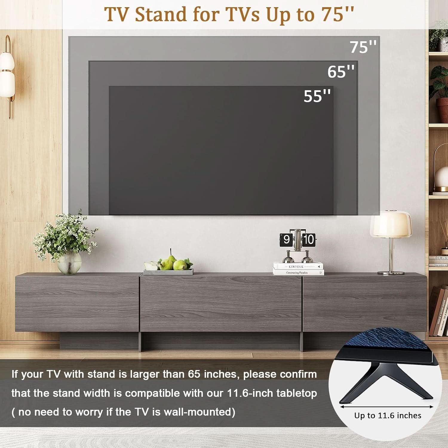 76.4 Grey Modern TV Stand With Ample Drawers And Storage Solutions