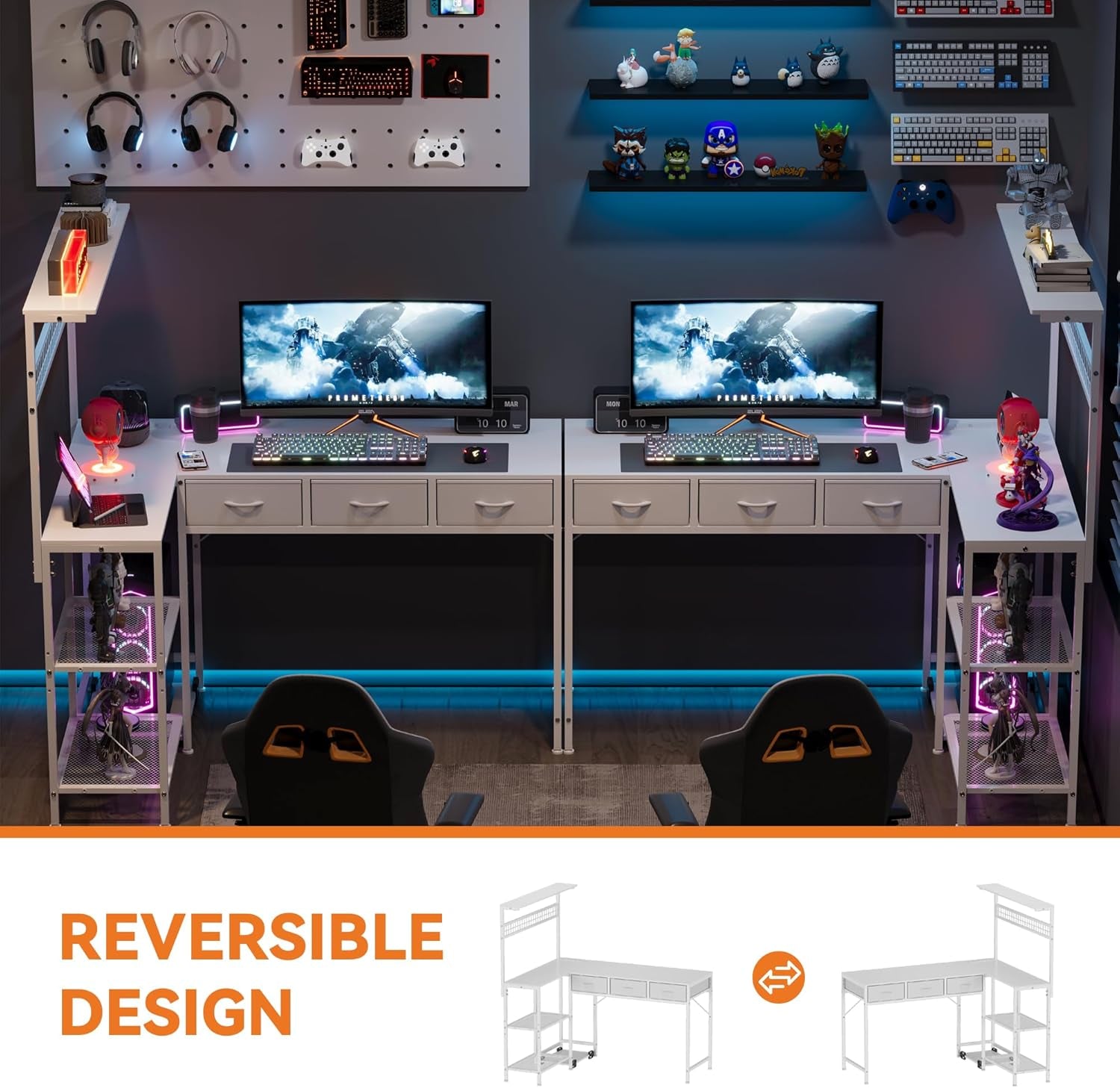 FiftyInch Computer Desk White Finish Premium Workstation