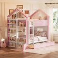Full Size Bunk Bed with Storage Drawers & Shelves, Modern Two-Tone Wood Bunk Bed
