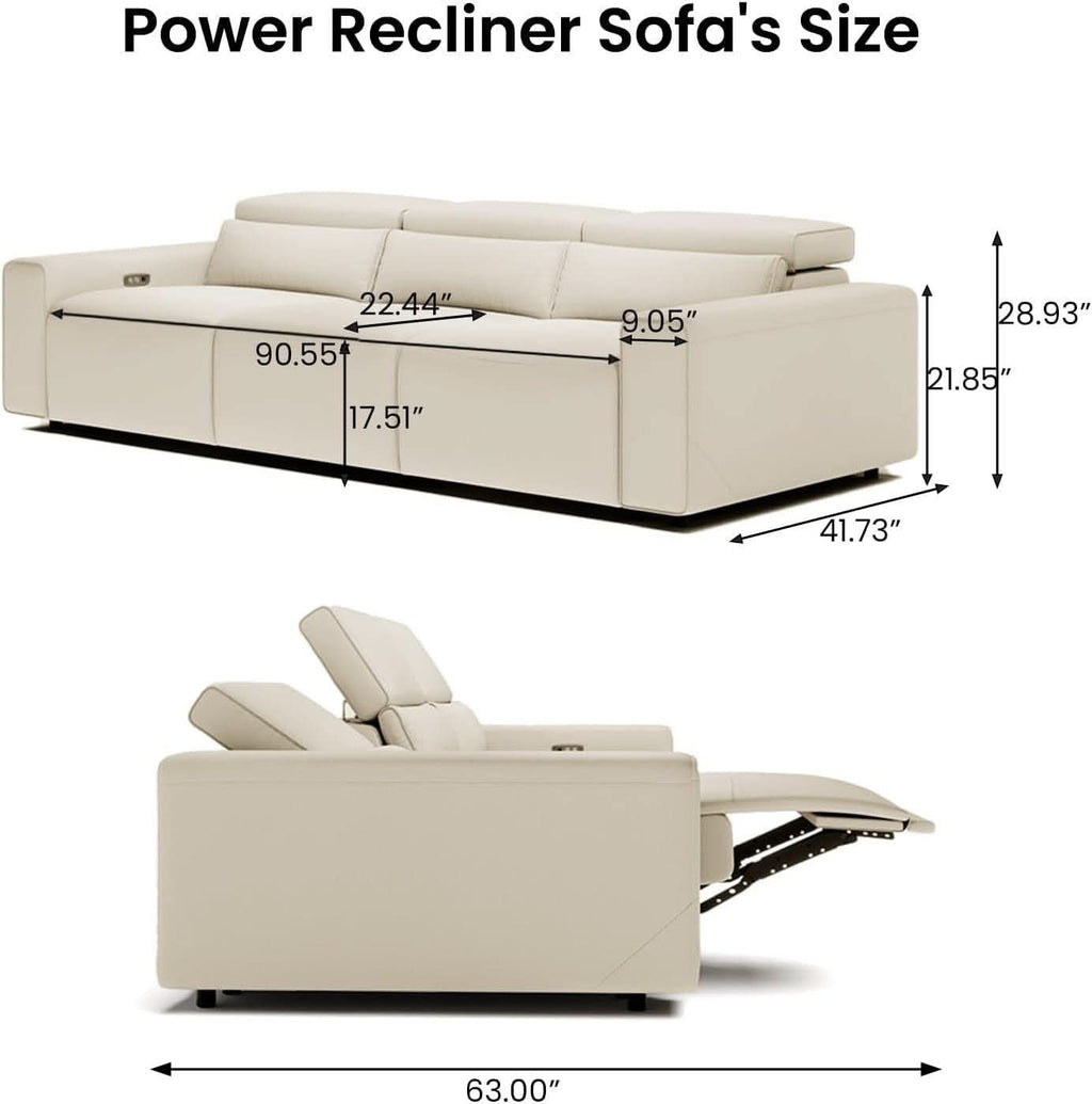 Beige 108 Inch Ultra Power Leather Modular Sectional-1