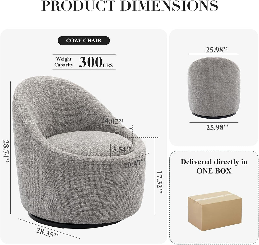 Swivel Accent Chairs Three Sixty Rotation Light Grey