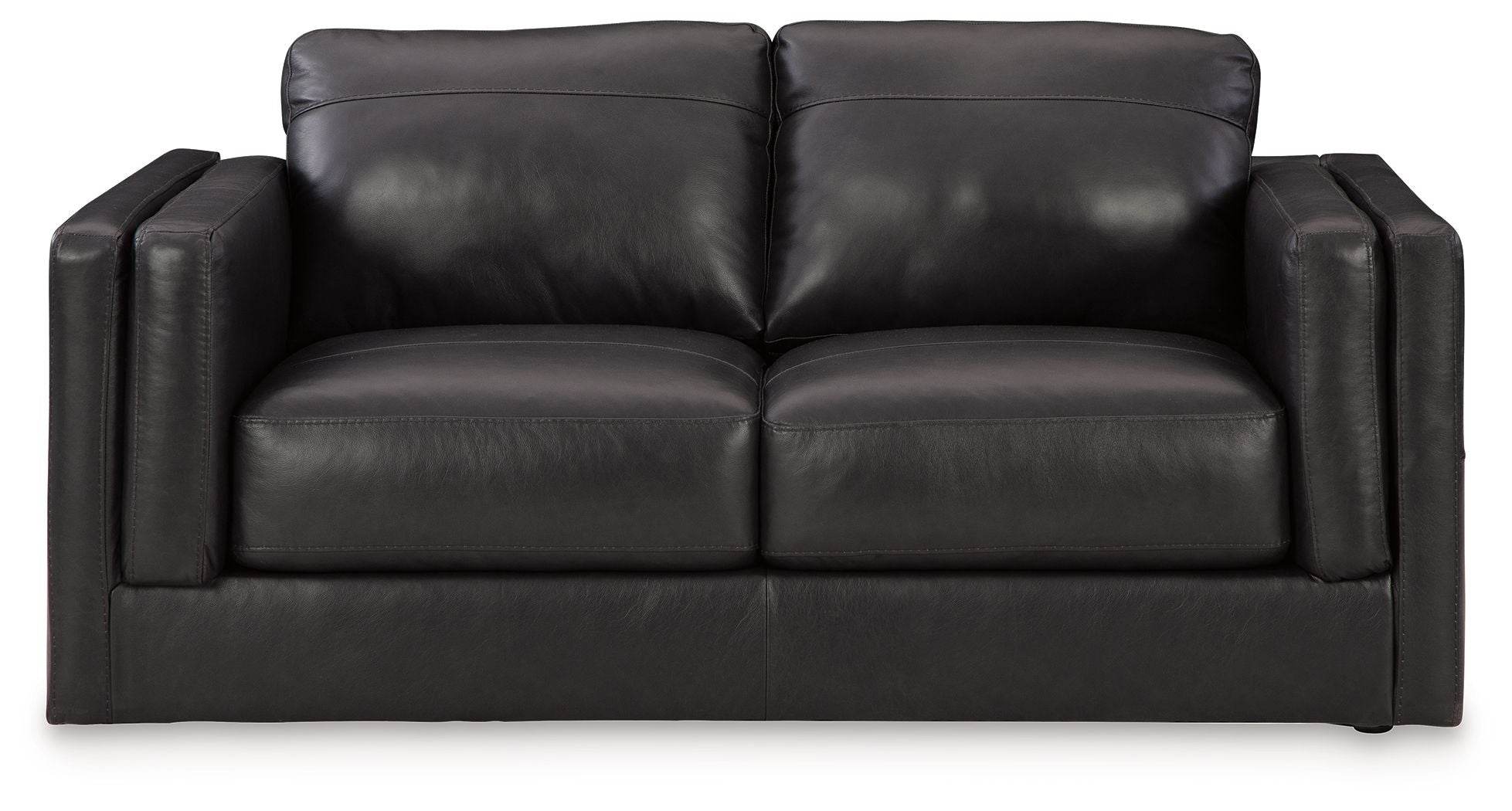 Amiata - Loveseat - Leather Match - Onyx-0