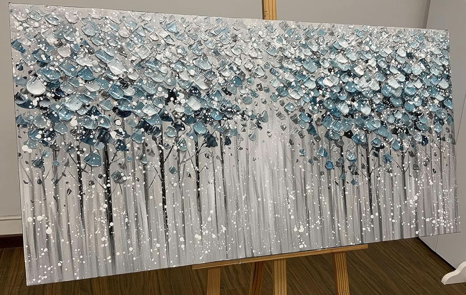 Blue Forest 3D Oil Painting 30x60 Framed Canvas Art Edition-1