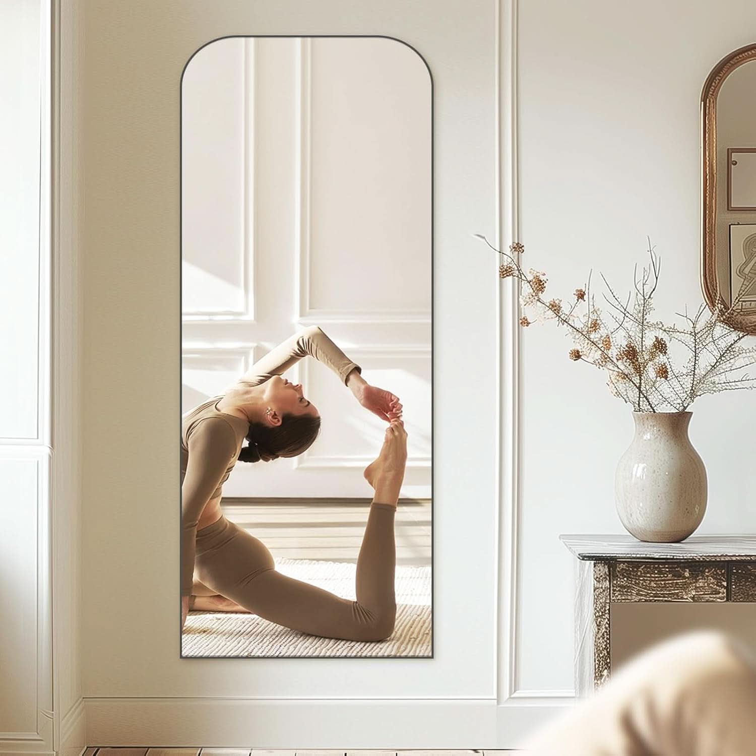 71 Inch Black Oversized Full Length Arch Floor Mirror-2