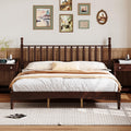 King Size Wood Platform Bed with Gourd Shaped Headboard,Retro Style Platform Bed with Wooden Slat Support,Walnut
