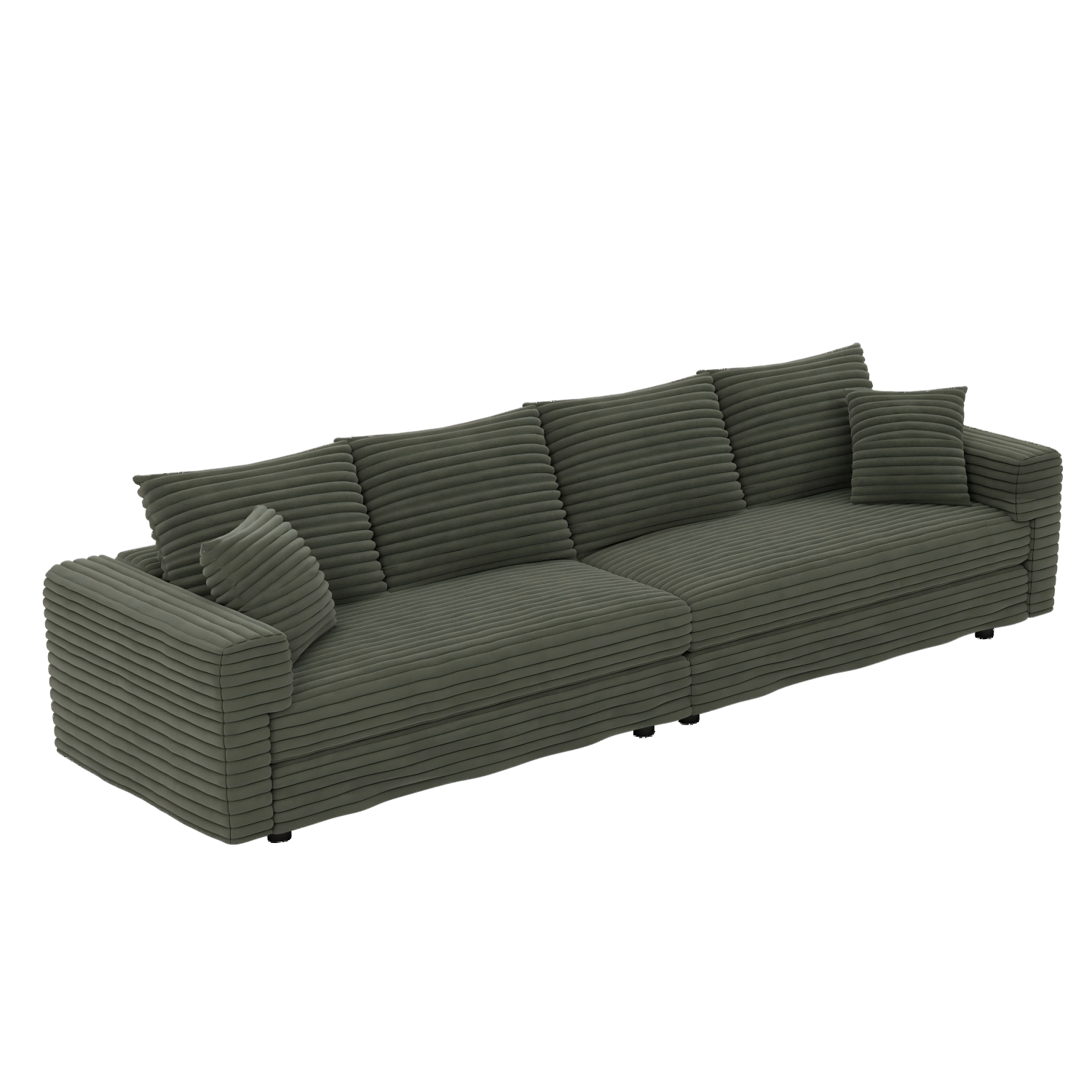 102.4 ' Plush Corduroy 4-Seat Sofa,Modern Comfy Upholstered Sofa Cloud Couch,Deep Seat Couches with Soft Pillows,Convertible Deep Seat Sofa Lounge Chair for Apartment,Office,Green