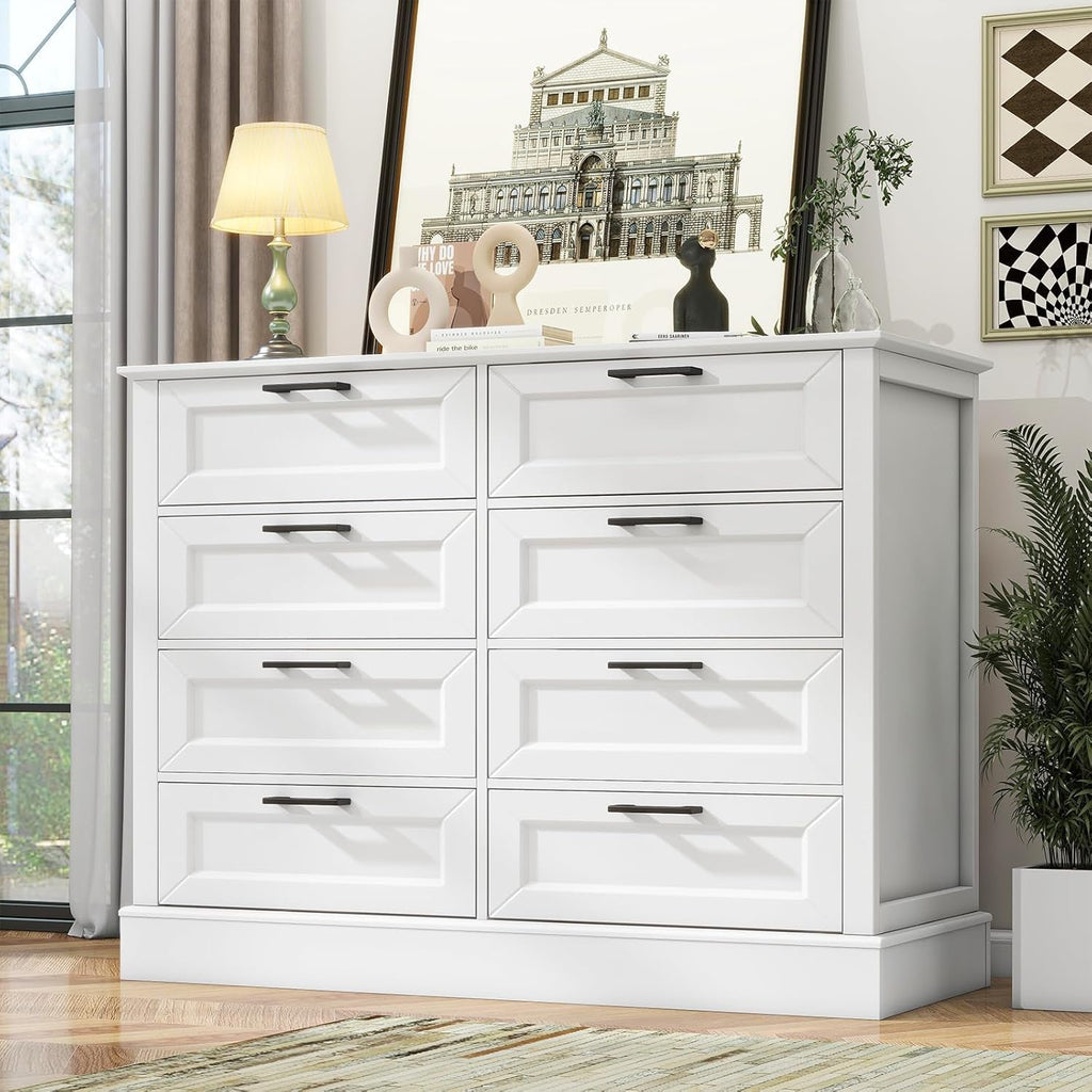 Contemporary Farmhouse White Dresser With Six Drawers