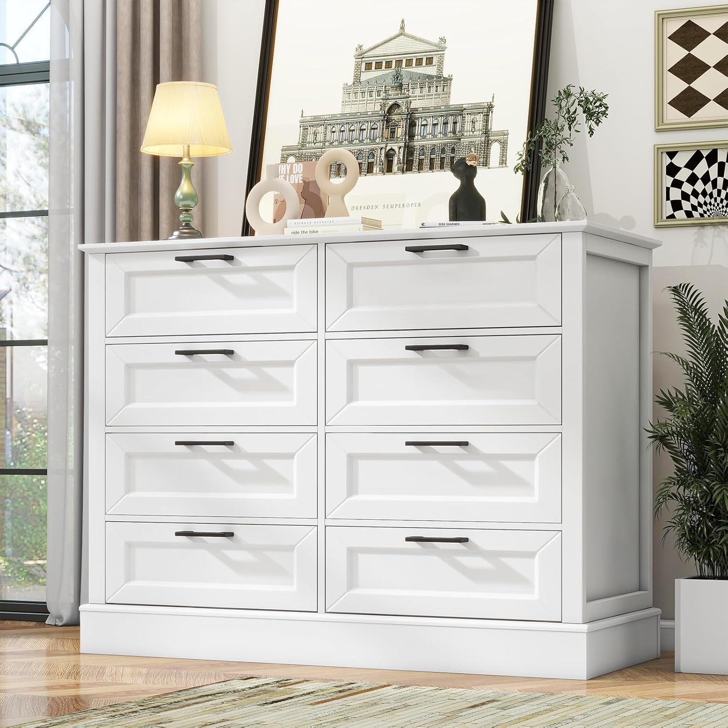 Contemporary Farmhouse White Dresser With Six Drawers
