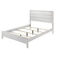 Contemporary White Cal King Bed Set with Wave Texture Panels and Angled Legs, 3PC Solid Wood Bedroom Furniture