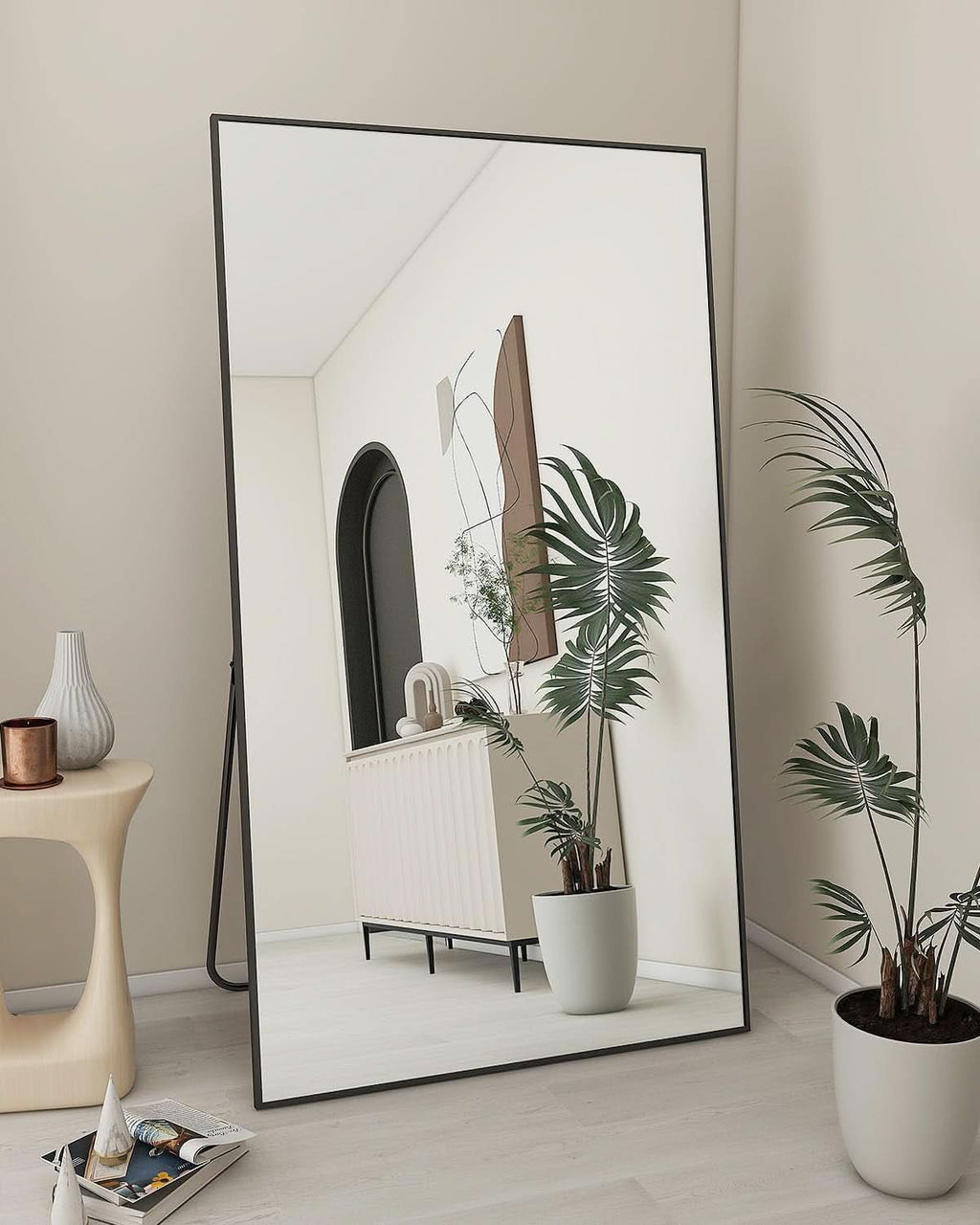 71x31 Inch Black Floor Mirror Full Length Standing-1
