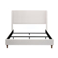 Hayden King Size Upholstered Wingback Bed with Textured Ivory Canvas and Tall 54' Headboard