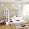 Twin Size House Bed Frame with Pull-Out Trundle