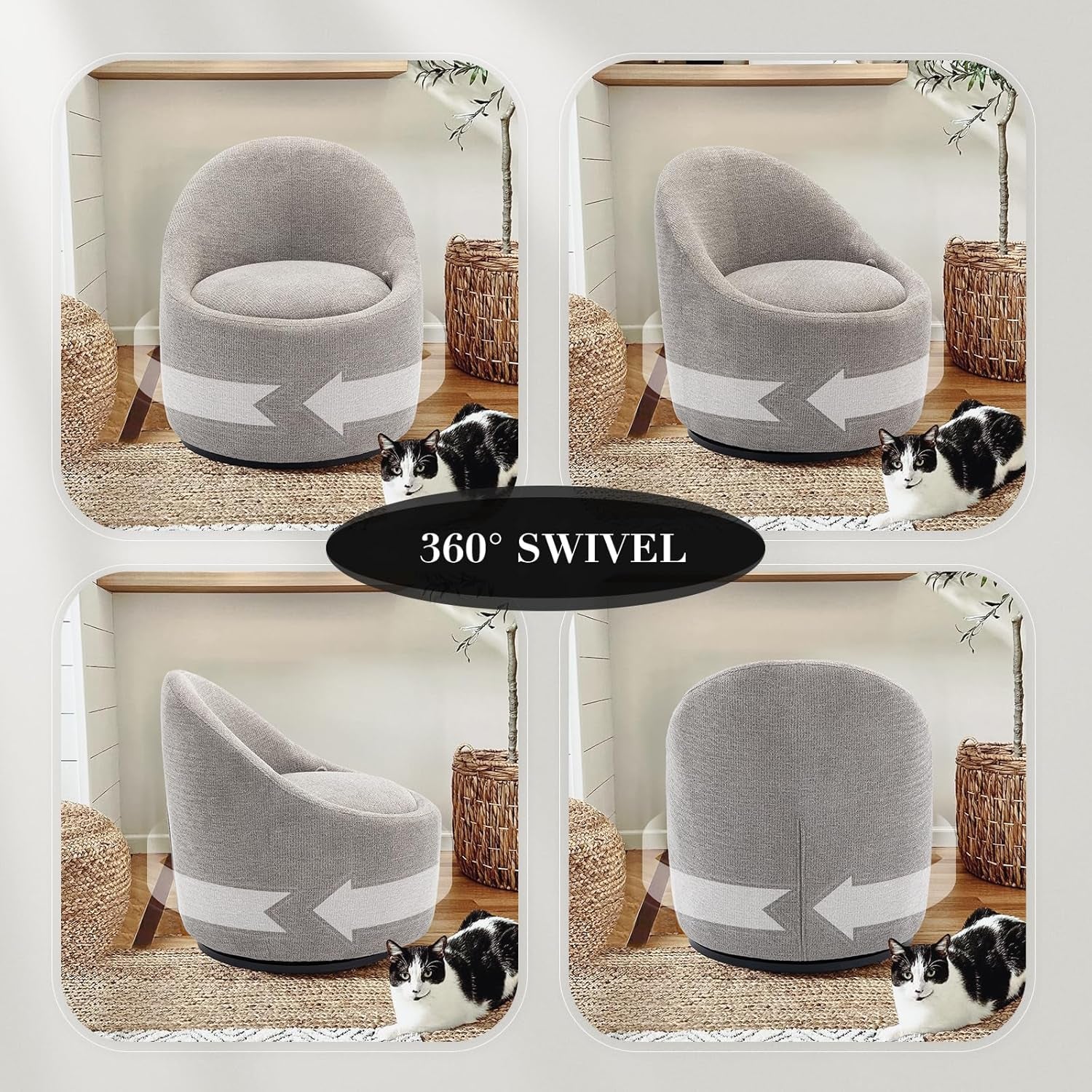 Swivel Accent Chairs Three Sixty Rotation Light Grey