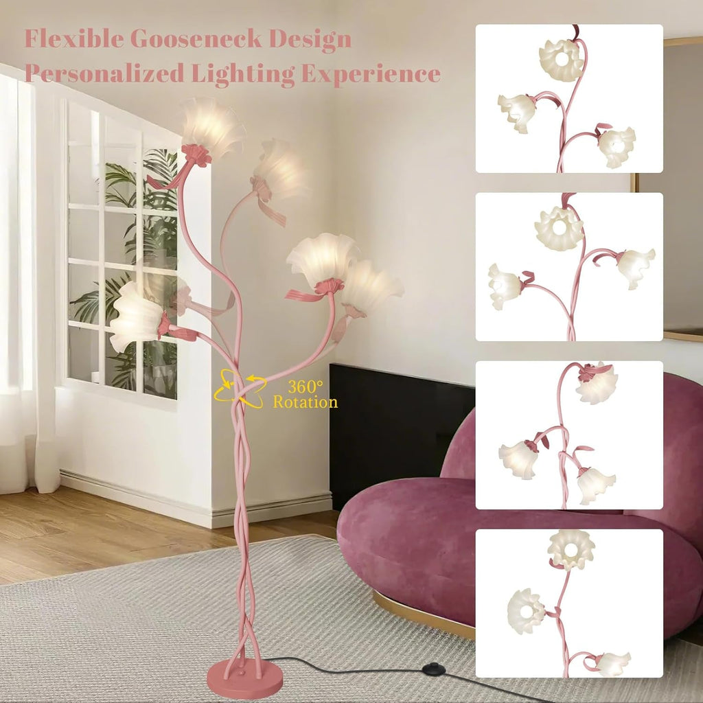 Pink Flower Floor Lamp Gooseneck With Temperatures