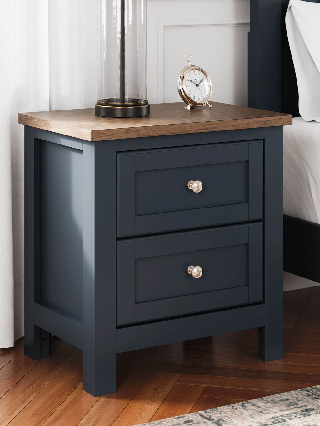 Landocken - Two Drawer Night Stand - Brown / Blue-2
