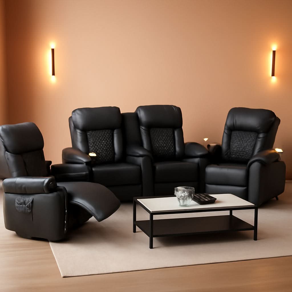 Living Room Furniture Set Loveseat Recliner And 2 Piece Massage Recliner Chairs-0