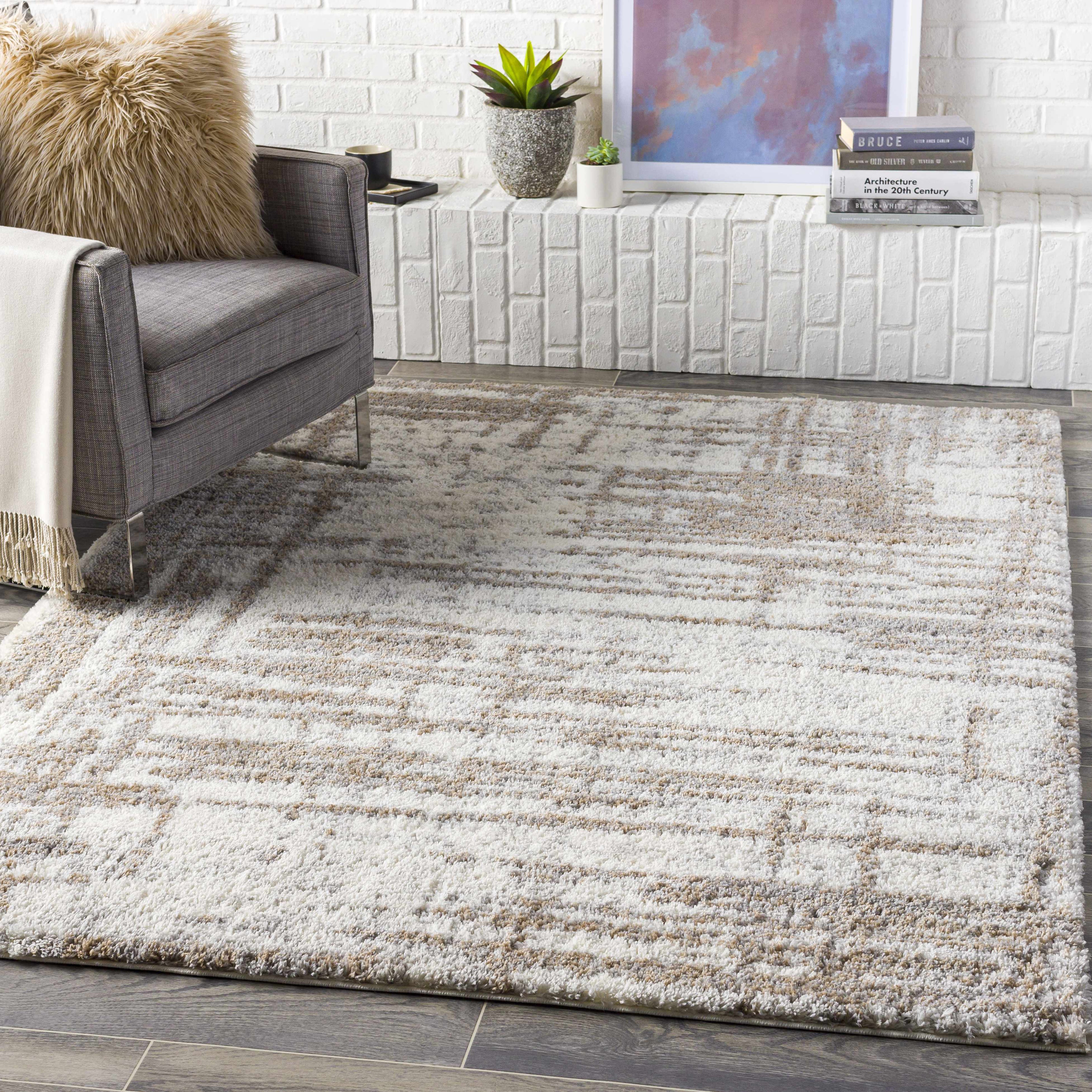 Broulee Abstract Striped Plush Rug-1