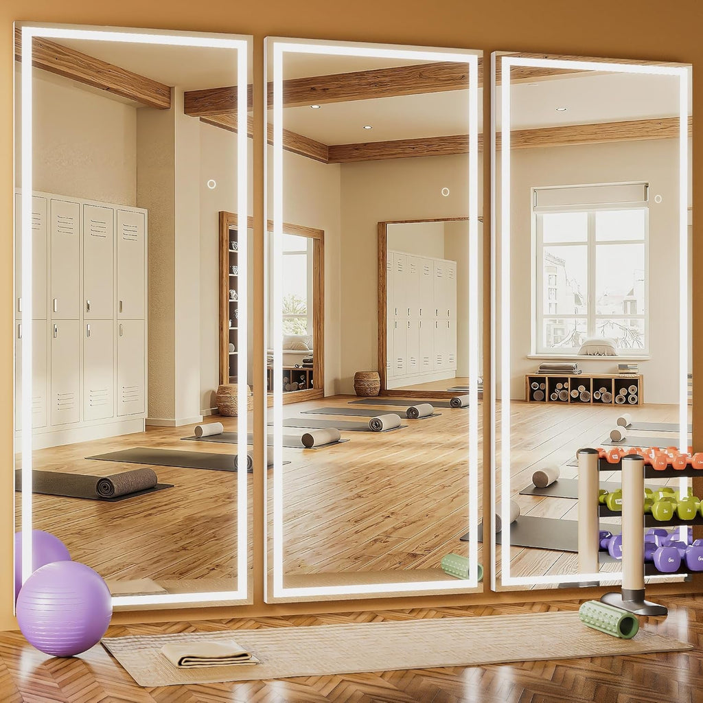 75x28 Inch LED Full Length Floor Mirror with Dimmable Lights and White Frame