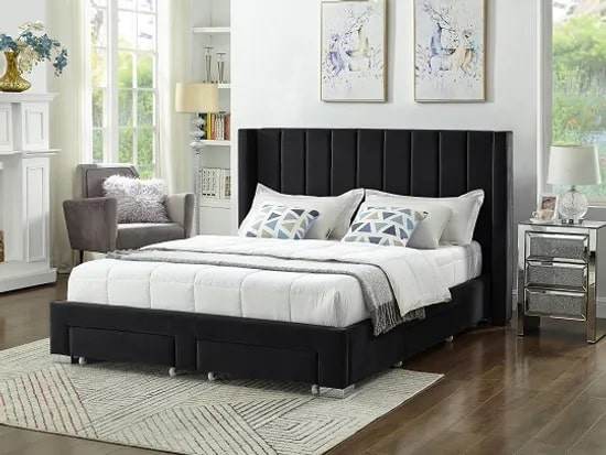 Sterling Velvet Platform Bed with Storage-4