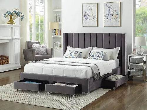 Sterling Velvet Platform Bed with Storage-1