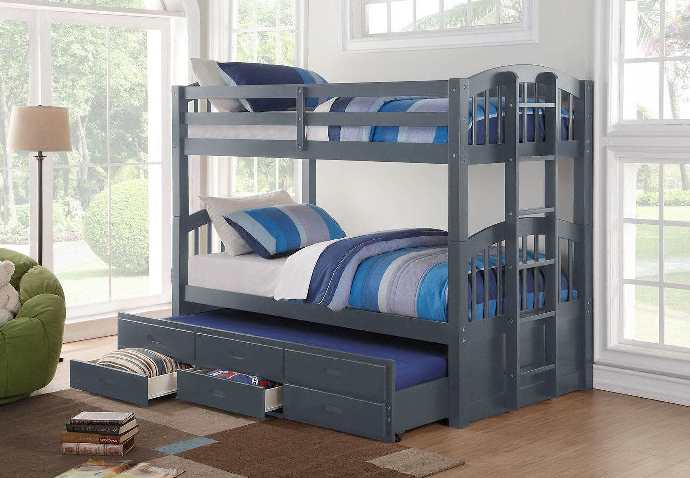 Horizon Grey Single over Single Bunk Bed - Solid Wood-0