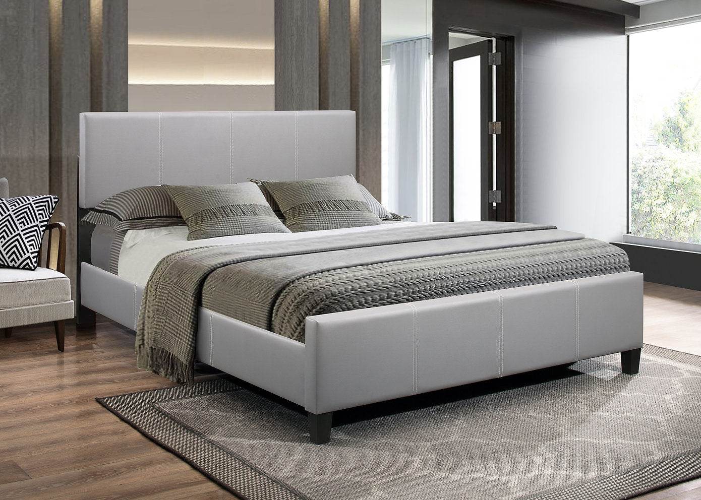 Ember Grey PU Bed with Adjustable Headboard-0