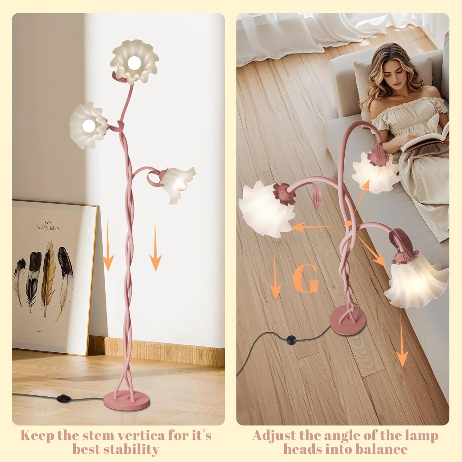 Pink Flower Floor Lamp Gooseneck With Temperatures
