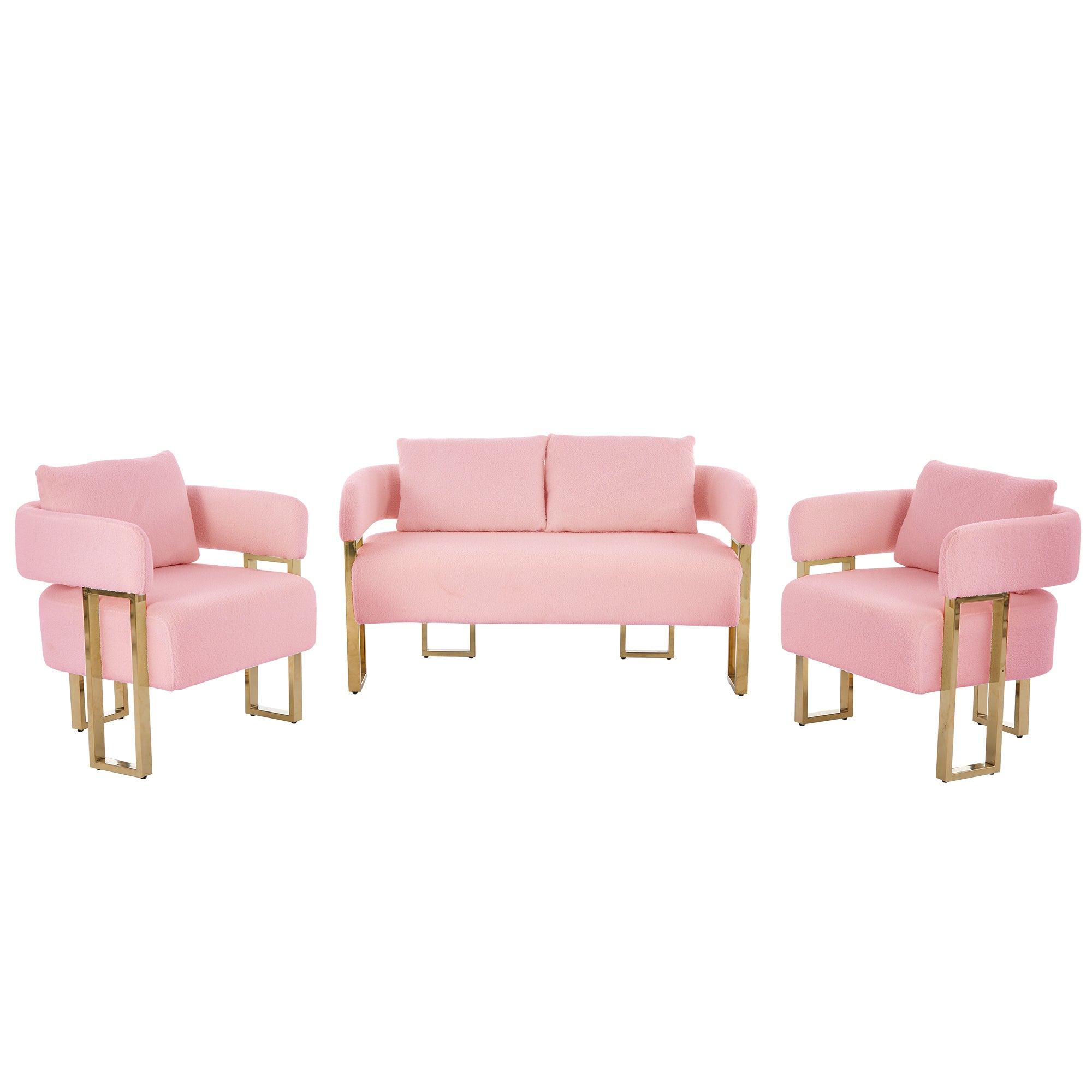 Pink Teddy  Modern Decorative 3-Piece Living Room Set