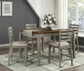 5pc Traditional Counter Height Dining Set Drawers Storage Table and Chairs Set Two-Tone Finish Gray Cherry Kitchen Furniture