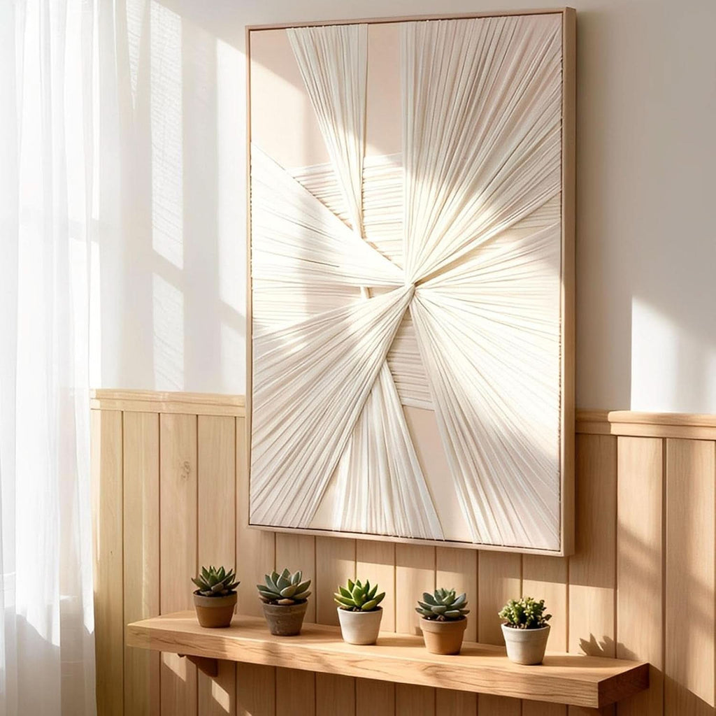 Vertical 30x45Inch 3D Texture Beige Canvas Wall Art-1