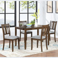 5 Piece Modern Dining Set, Rectangular Wooden Dining Table with 4 Upholstered Chairs for Kitchen, Dining Room, Walnut