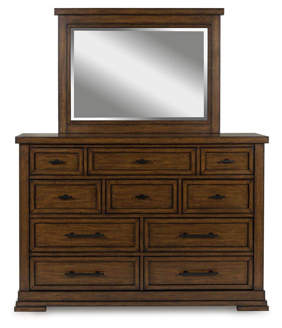 Taffenbrook - Dresser And Mirror - Medium Brown-1